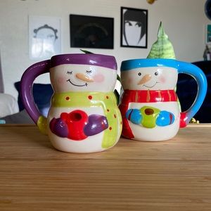 Couples snowman hot chocolate mugs